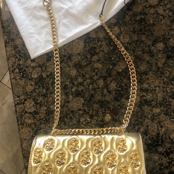 Moschino Dollar Studs Laminated Shoulder Bag - Picture 2 of 8